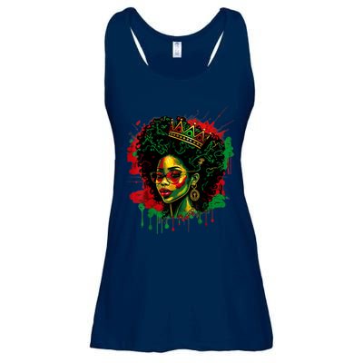 Black Queen Afro Melanin Woman Dripping Art Black History Ladies Essential Flowy Tank