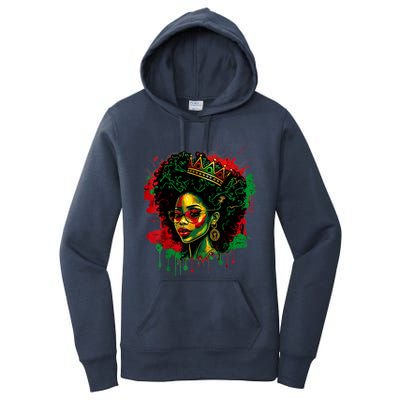 Black Queen Afro Melanin Woman Dripping Art Black History Women's Pullover Hoodie