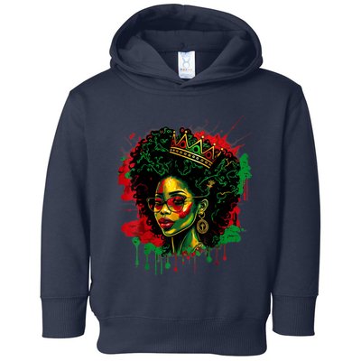 Black Queen Afro Melanin Woman Dripping Art Black History Toddler Hoodie