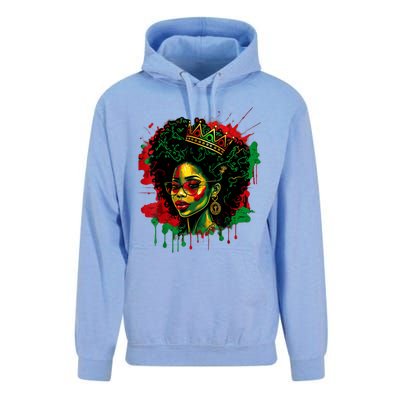 Black Queen Afro Melanin Woman Dripping Art Black History Unisex Surf Hoodie