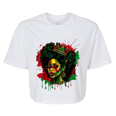 Black Queen Afro Melanin Woman Dripping Art Black History Bella+Canvas Jersey Crop Tee