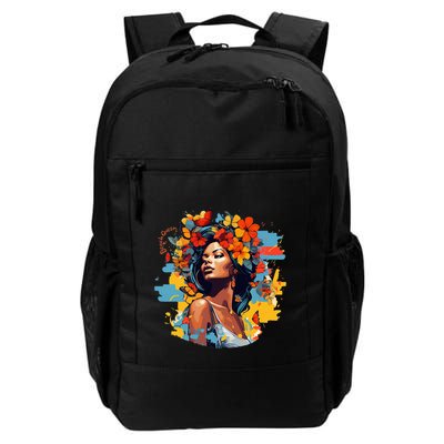 Black Queen Beach Lady Flowers Butterflies Beautiful Backpack