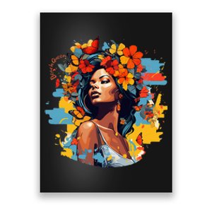 Black Queen Beach Lady Flowers Butterflies Beautiful Poster