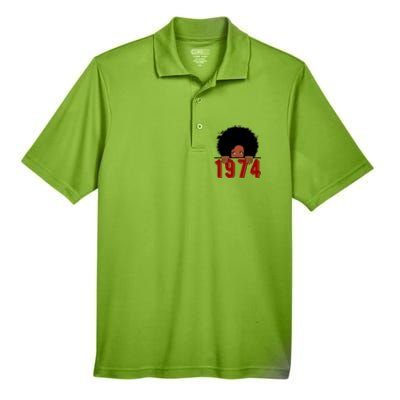 Black Queen Born In 1974 46th Yrs Old Awesome Birthday Funny Gift Cool Gift Men's Origin Performance Pique Polo