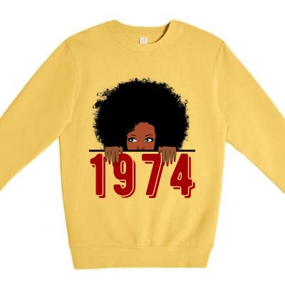 Black Queen Born In 1974 46th Yrs Old Awesome Birthday Funny Gift Cool Gift Premium Crewneck Sweatshirt