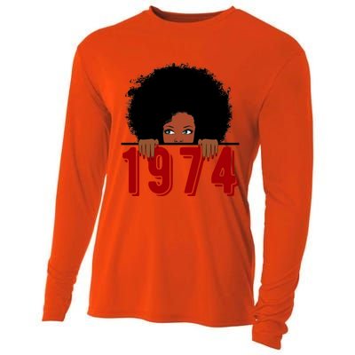 Black Queen Born In 1974 46th Yrs Old Awesome Birthday Funny Gift Cool Gift Cooling Performance Long Sleeve Crew