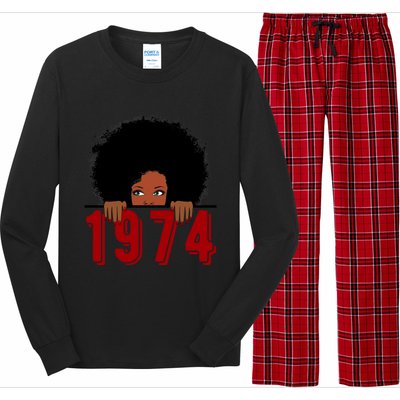 Black Queen Born In 1974 46th Yrs Old Awesome Birthday Funny Gift Cool Gift Long Sleeve Pajama Set