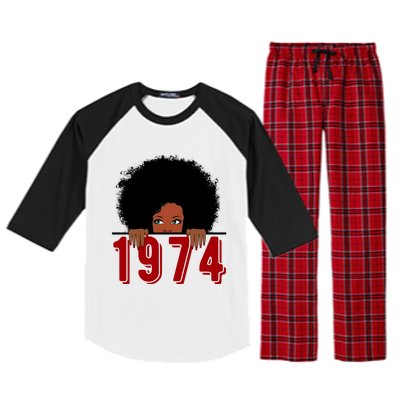 Black Queen Born In 1974 46th Yrs Old Awesome Birthday Funny Gift Cool Gift Raglan Sleeve Pajama Set