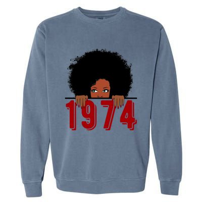 Black Queen Born In 1974 46th Yrs Old Awesome Birthday Funny Gift Cool Gift Garment-Dyed Sweatshirt