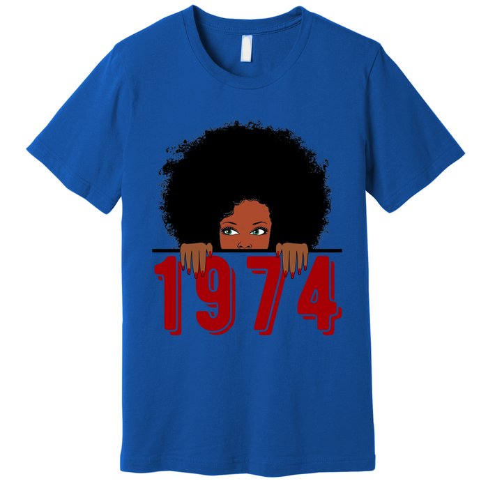 Black Queen Born In 1974 46th Yrs Old Awesome Birthday Funny Gift Cool Gift Premium T-Shirt