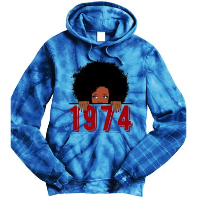 Black Queen Born In 1974 46th Yrs Old Awesome Birthday Funny Gift Cool Gift Tie Dye Hoodie