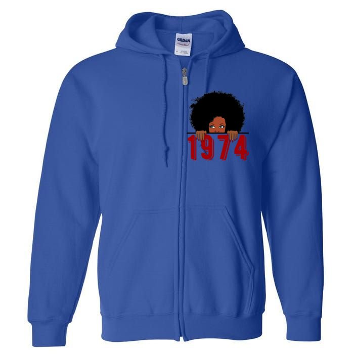 Black Queen Born In 1974 46th Yrs Old Awesome Birthday Funny Gift Cool Gift Full Zip Hoodie