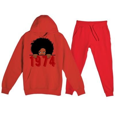 Black Queen Born In 1974 46th Yrs Old Awesome Birthday Funny Gift Cool Gift Premium Hooded Sweatsuit Set