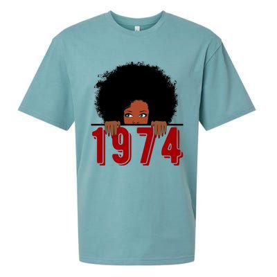 Black Queen Born In 1974 46th Yrs Old Awesome Birthday Funny Gift Cool Gift Sueded Cloud Jersey T-Shirt