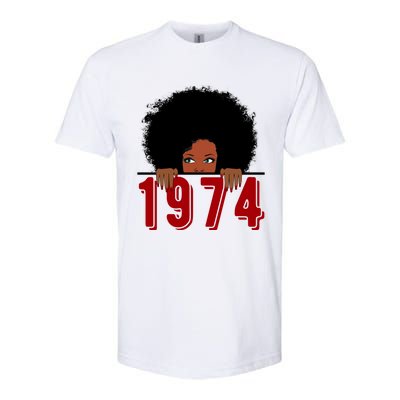 Black Queen Born In 1974 46th Yrs Old Awesome Birthday Funny Gift Cool Gift Softstyle CVC T-Shirt