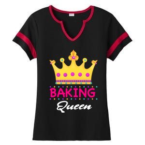 Baking Queen Baker Mom Funny Gift Ladies Halftime Notch Neck Tee