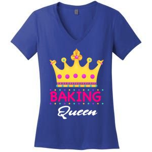 Baking Queen Baker Mom Funny Gift Women's V-Neck T-Shirt