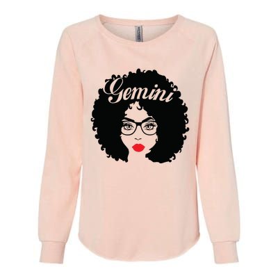 Black Queen Birthday Gifts Red Lips Afro Diva Gemini Zodiac Womens California Wash Sweatshirt