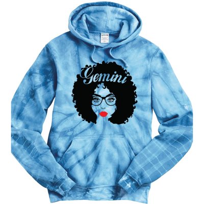 Black Queen Birthday Gifts Red Lips Afro Diva Gemini Zodiac Tie Dye Hoodie