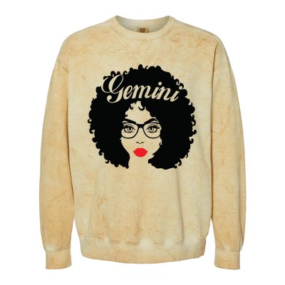 Black Queen Birthday Gifts Red Lips Afro Diva Gemini Zodiac Colorblast Crewneck Sweatshirt