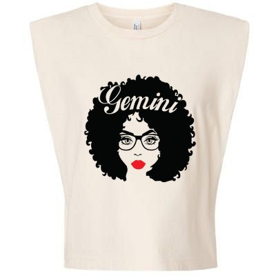 Black Queen Birthday Gifts Red Lips Afro Diva Gemini Zodiac Garment-Dyed Women's Muscle Tee