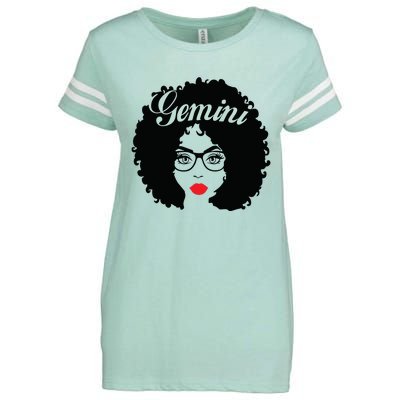 Black Queen Birthday Gifts Red Lips Afro Diva Gemini Zodiac Enza Ladies Jersey Football T-Shirt