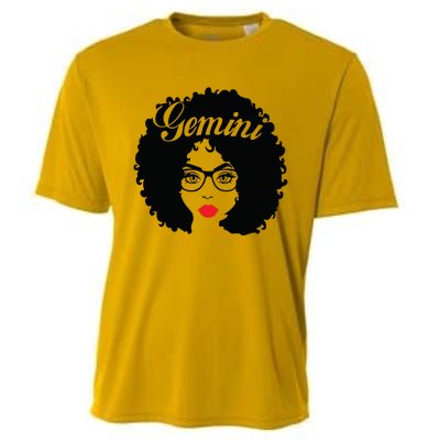 Black Queen Birthday Gifts Red Lips Afro Diva Gemini Zodiac Cooling Performance Crew T-Shirt