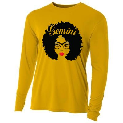 Black Queen Birthday Gifts Red Lips Afro Diva Gemini Zodiac Cooling Performance Long Sleeve Crew