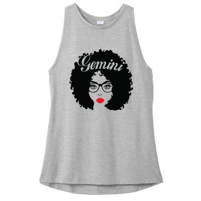 Black Queen Birthday Gifts Red Lips Afro Diva Gemini Zodiac Ladies PosiCharge Tri-Blend Wicking Tank