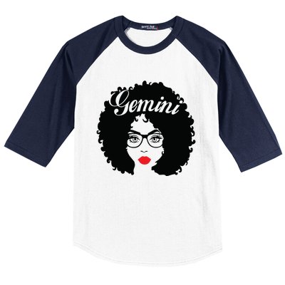 Black Queen Birthday Gifts Red Lips Afro Diva Gemini Zodiac Baseball Sleeve Shirt