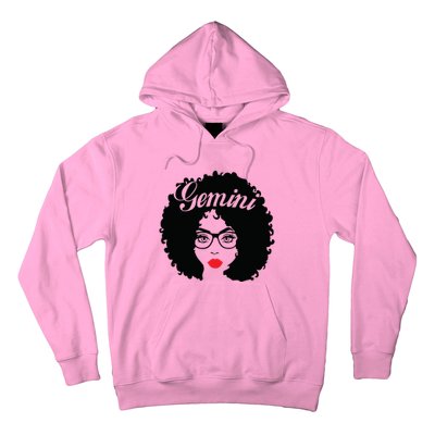 Black Queen Birthday Gifts Red Lips Afro Diva Gemini Zodiac Hoodie