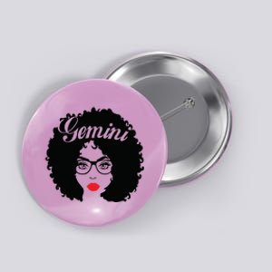 Black Queen Birthday Gifts Red Lips Afro Diva Gemini Zodiac Button