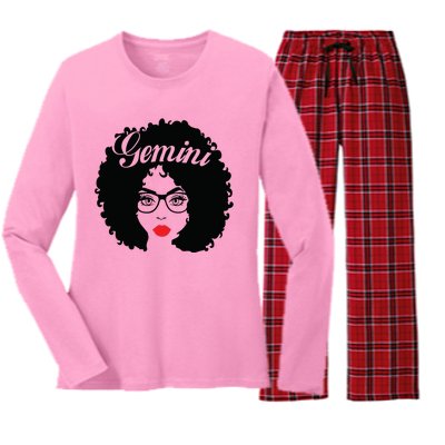 Black Queen Birthday Gifts Red Lips Afro Diva Gemini Zodiac Women's Long Sleeve Flannel Pajama Set 