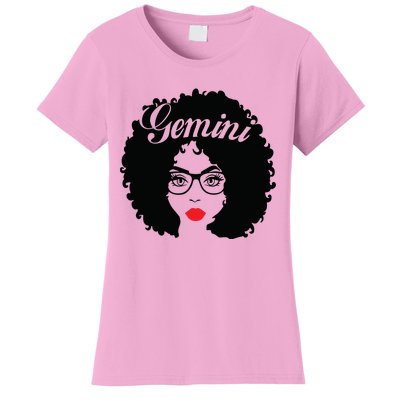 Black Queen Birthday Gifts Red Lips Afro Diva Gemini Zodiac Women's T-Shirt