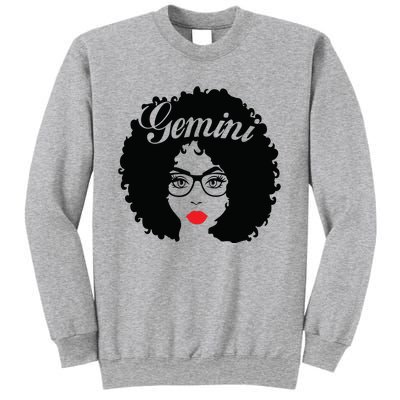 Black Queen Birthday Gifts Red Lips Afro Diva Gemini Zodiac Sweatshirt