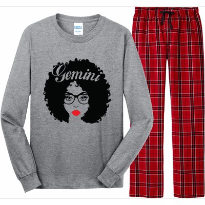 Black Queen Birthday Gifts Red Lips Afro Diva Gemini Zodiac Long Sleeve Pajama Set