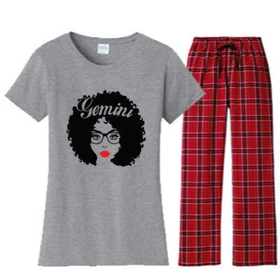 Black Queen Birthday Gifts Red Lips Afro Diva Gemini Zodiac Women's Flannel Pajama Set