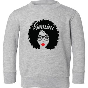 Black Queen Birthday Gifts Red Lips Afro Diva Gemini Zodiac Toddler Sweatshirt