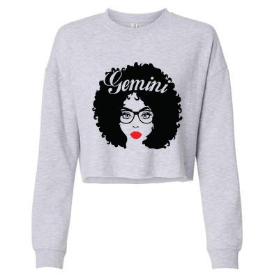 Black Queen Birthday Gifts Red Lips Afro Diva Gemini Zodiac Cropped Pullover Crew