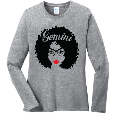 Black Queen Birthday Gifts Red Lips Afro Diva Gemini Zodiac Ladies Long Sleeve Shirt