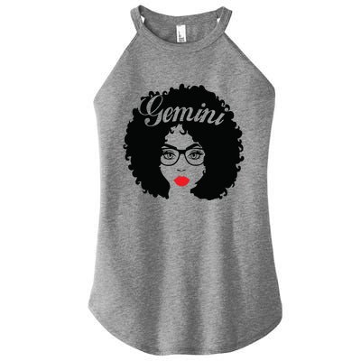 Black Queen Birthday Gifts Red Lips Afro Diva Gemini Zodiac Women's Perfect Tri Rocker Tank