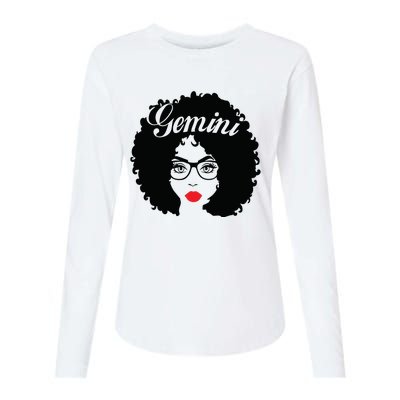 Black Queen Birthday Gifts Red Lips Afro Diva Gemini Zodiac Womens Cotton Relaxed Long Sleeve T-Shirt