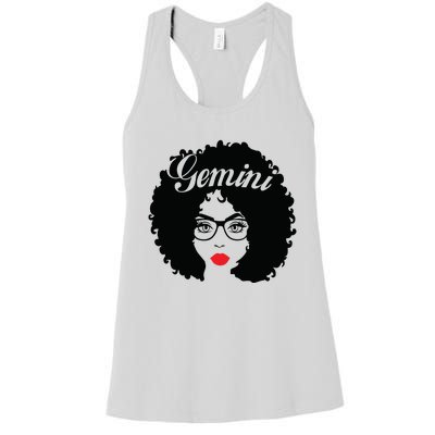 Black Queen Birthday Gifts Red Lips Afro Diva Gemini Zodiac Women's Racerback Tank