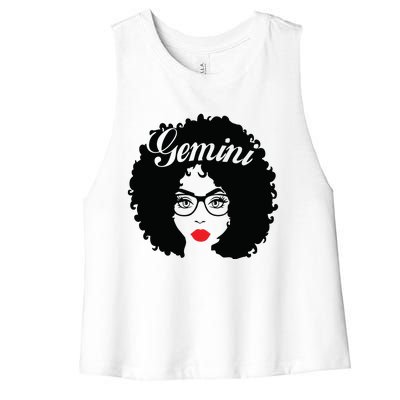 Black Queen Birthday Gifts Red Lips Afro Diva Gemini Zodiac Women's Racerback Cropped Tank