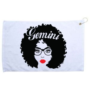 Black Queen Birthday Gifts Red Lips Afro Diva Gemini Zodiac Grommeted Golf Towel