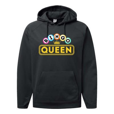 Bingo Queen Bingo Lover Gambler Gambling Performance Fleece Hoodie