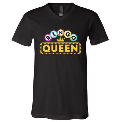 Bingo Queen Bingo Lover Gambler Gambling V-Neck T-Shirt