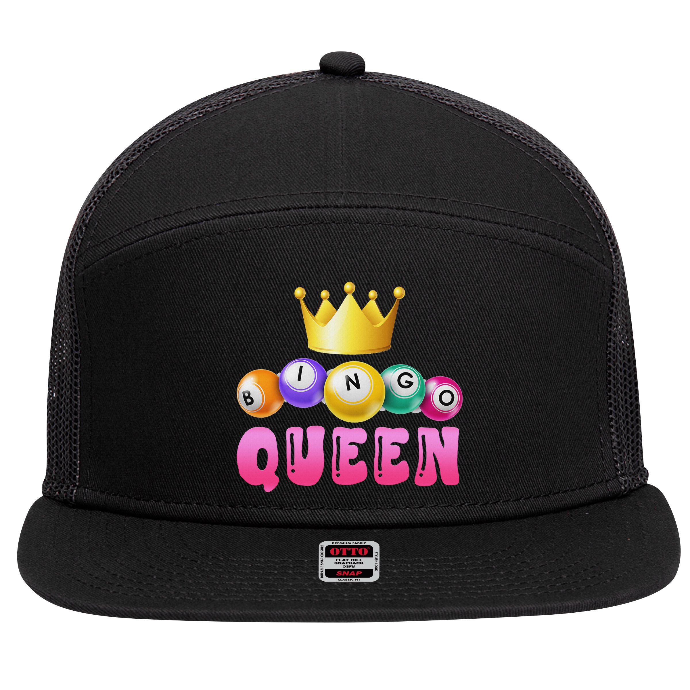 Bingo Queen Bingo Player Bingo Lover Bingo 7 Panel Mesh Trucker Snapback Hat