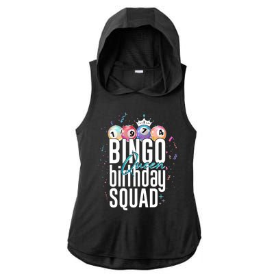 Bingo Queen Birthday Squad Ladies PosiCharge Tri-Blend Wicking Draft Hoodie Tank