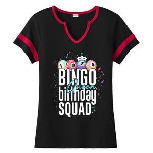 Bingo Queen Birthday Squad Ladies Halftime Notch Neck Tee